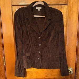 Croft & Barrow Brown Jacket with Tonal Paisley Print - Size 14